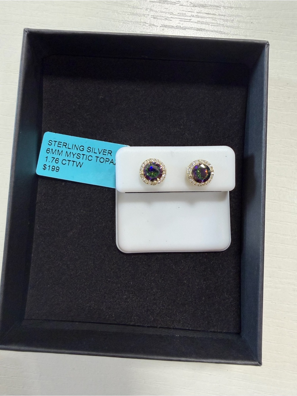Sterling Silver 6mm Mystic Topaz Halo Stud Earrings